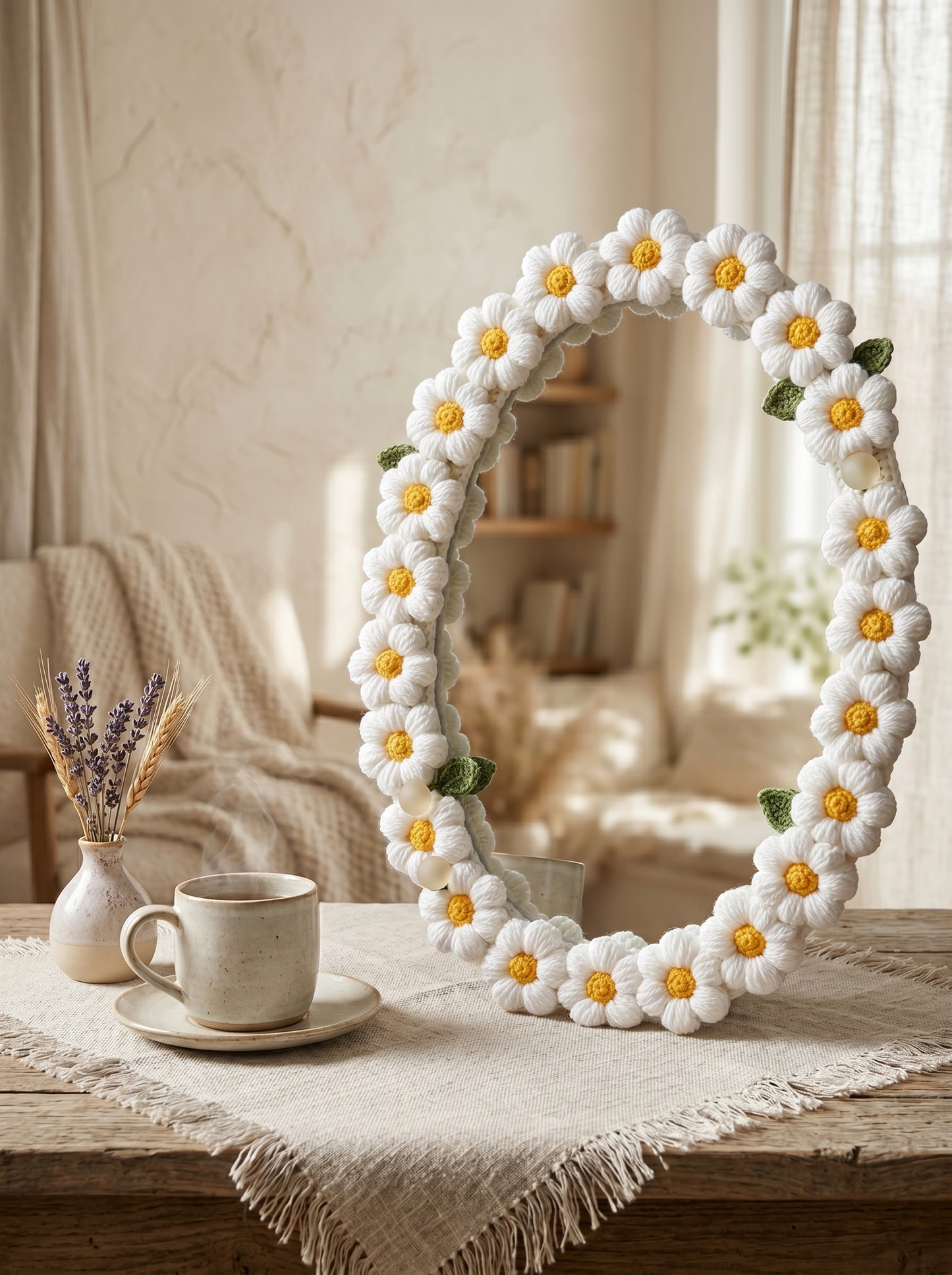 Aurelium Daisy Bloom Mirror – Handcrafted Floral Decorative Mirror