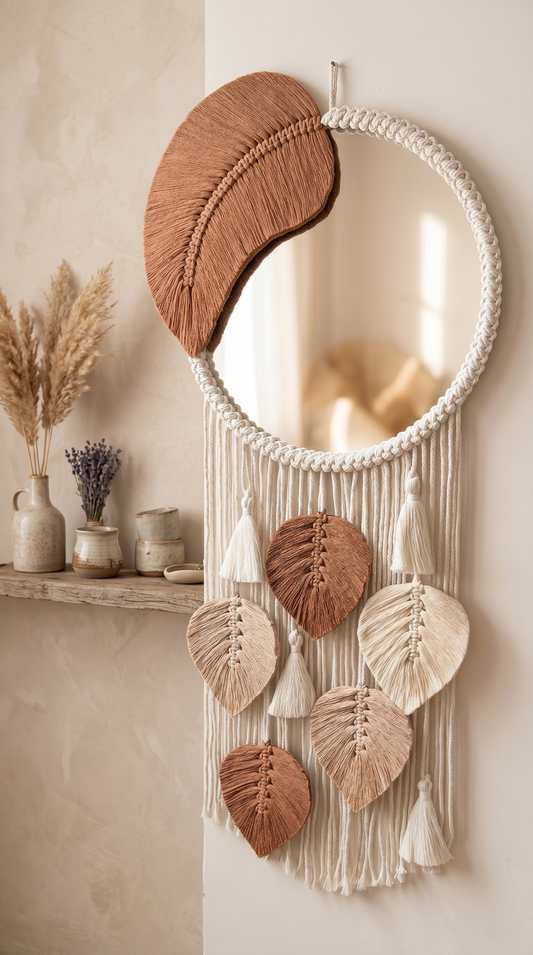 Aurelium Boho Dream Mirror – Macramé Decorative Wall Mirror