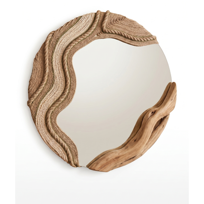 Aurelium Glass Terra Wave Mirror – Organic Rope Frame Design