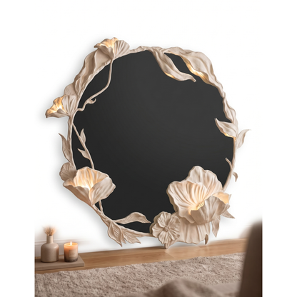 Aurelium Bloom Halo Mirror – Illuminated Floral Statement Frame