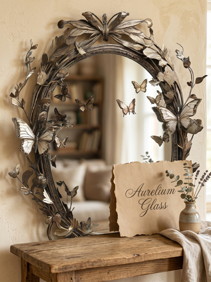 Aurelium Flutter Frame Mirror – Vintage Butterfly Metal Design