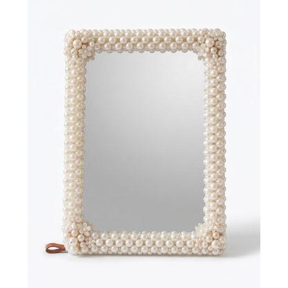 Aurelium Pearl Frame Mirror – Handcrafted Decorative Vanity Mirror