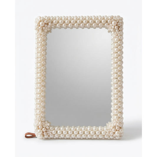 Aurelium Pearl Frame Mirror – Handcrafted Decorative Vanity Mirror