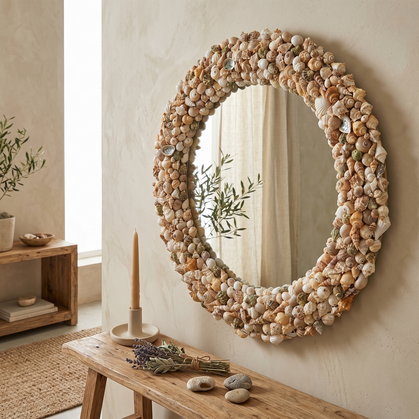 Aurelium Ocean Grande Mirror – Handcrafted Seashell Statement Wall Mirror