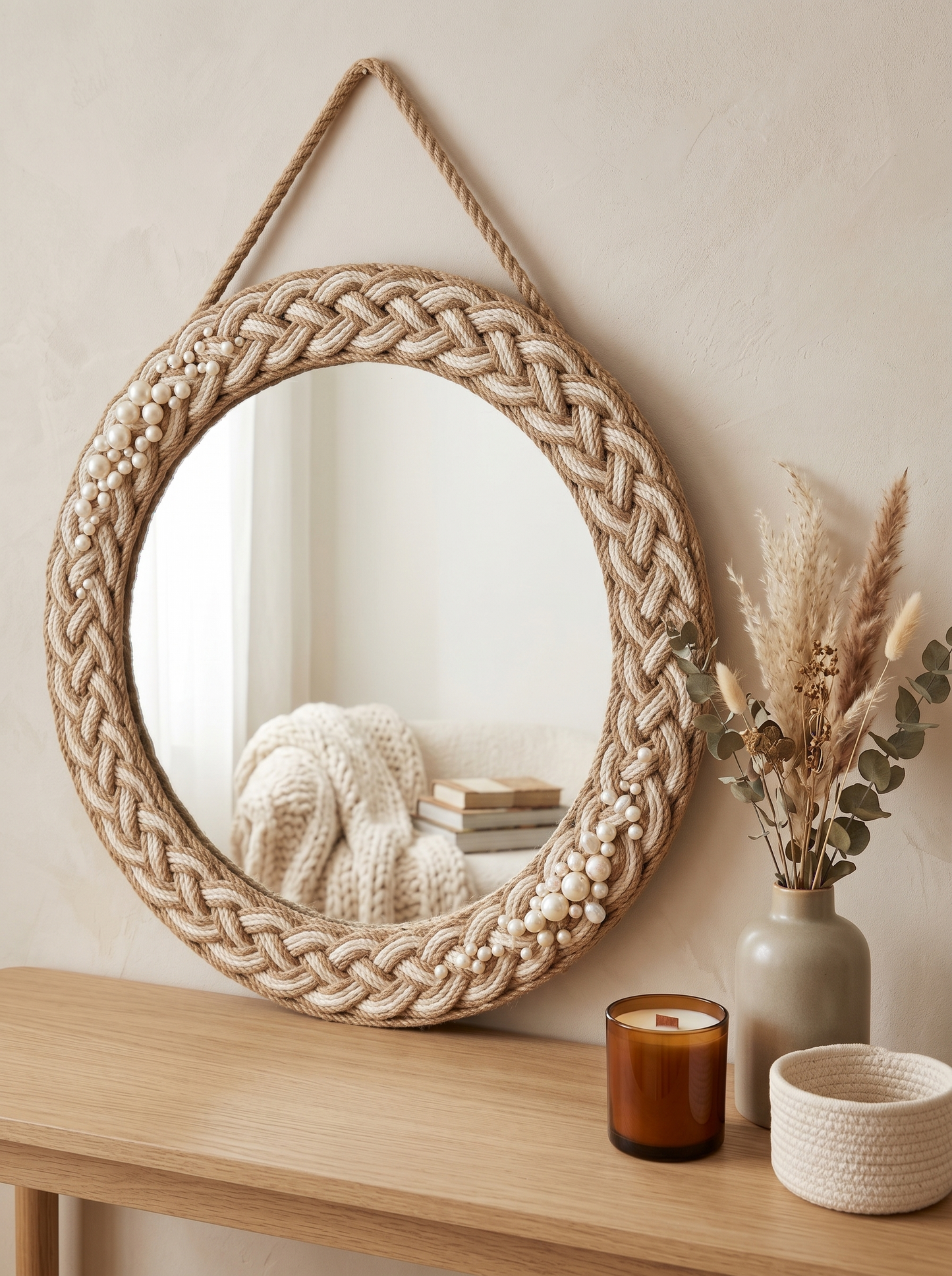 Aurelium Nordic Rope Mirror – Handwoven Decorative Wall Mirror