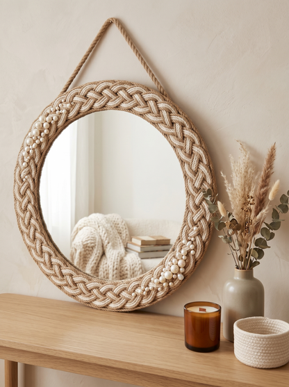 Aurelium Nordic Rope Mirror – Handwoven Decorative Wall Mirror