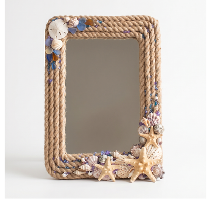Aurelium Coastal Rope Mirror – Handcrafted Seashell Accent Decorative Mirror