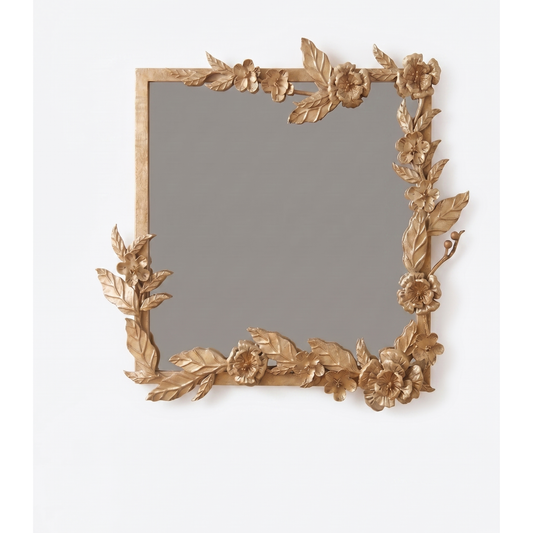 Aurelium Golden Bloom Mirror – Luxury Floral Decorative Wall Mirror